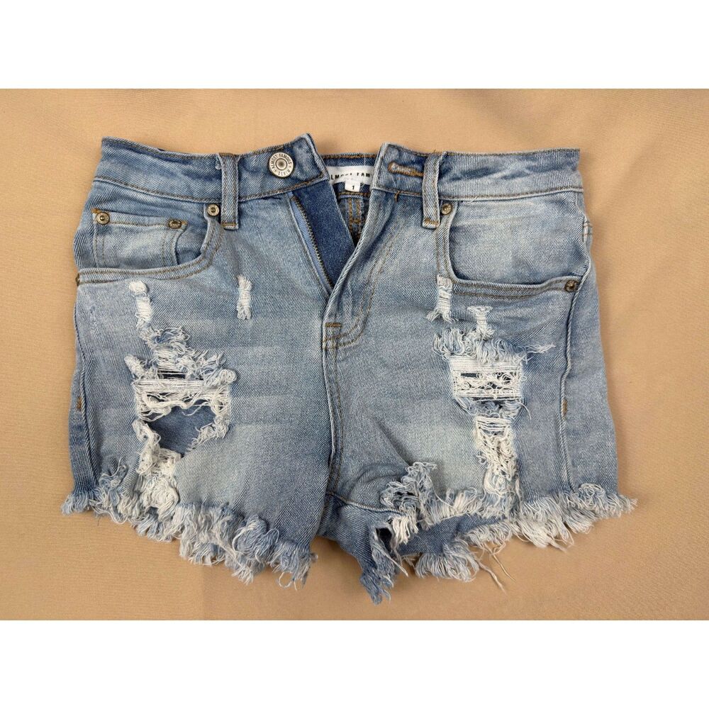 Almost Famous Size 1 Blue Distressed Denim Shorts